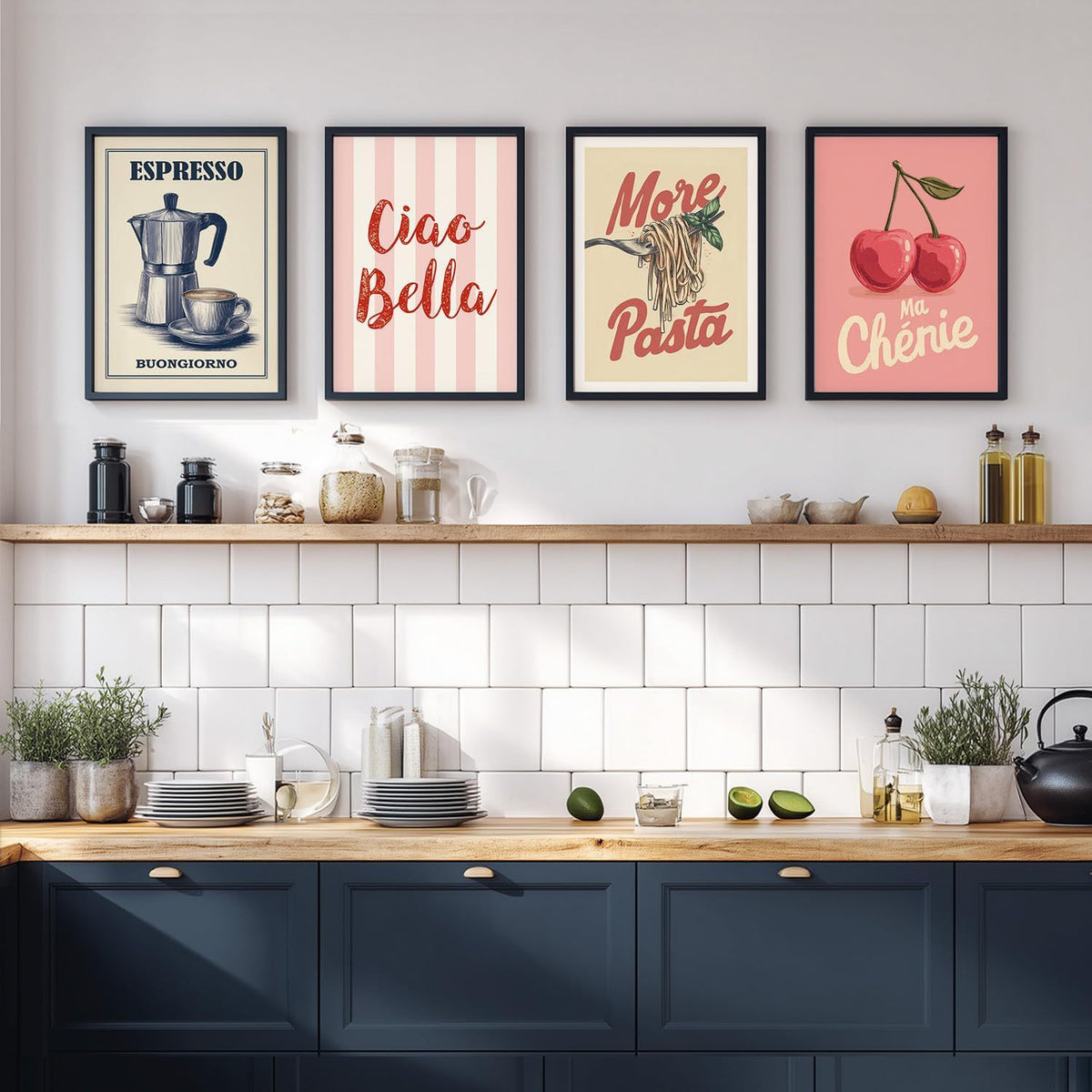 Set 4 Affiches Rétro Cuisine – La Dolce Vita