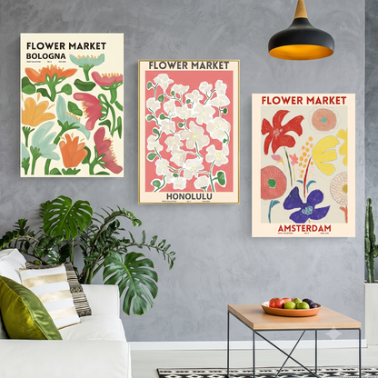 Set 3 Affiches Canvas – Floral Vintage Ville