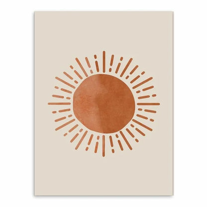 Affiche Toile Soleil & Lune Style Morandi – Art Nordique Décoration Salon & Chambre