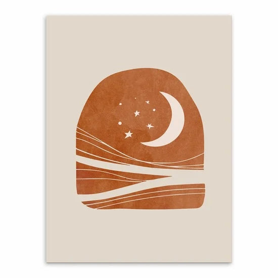 Affiche Toile Soleil & Lune Style Morandi – Art Nordique Décoration Salon & Chambre