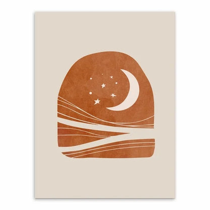 Affiche Toile Soleil & Lune Style Morandi – Art Nordique Décoration Salon & Chambre