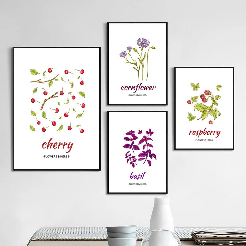 Affiche Botanique Herbes & Fleurs Nordiques – Déco Murale Cuisine & Salon