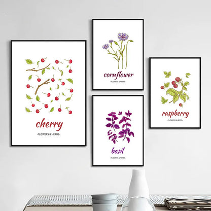 Affiche Botanique Herbes & Fleurs Nordiques – Déco Murale Cuisine & Salon
