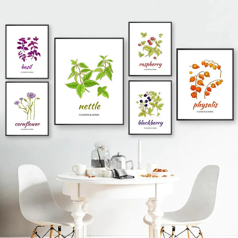 Affiche Botanique Herbes & Fleurs Nordiques – Déco Murale Cuisine & Salon