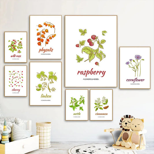 Affiche Botanique Herbes & Fleurs Nordiques – Déco Murale Cuisine & Salon