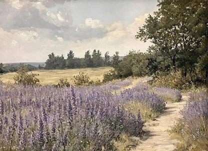 Affiche Paysage Nordique – Fleurs Violettes & Mer | Déco Murale 30x40cm