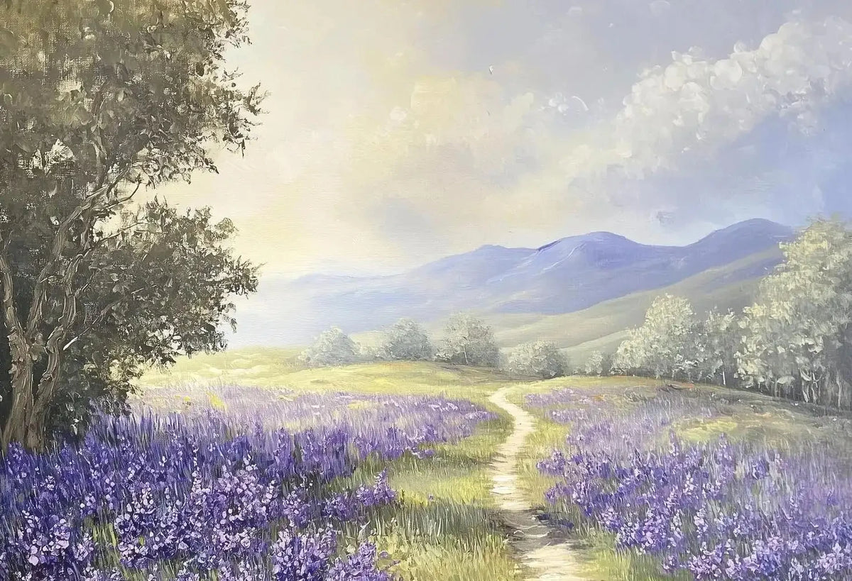 Affiche Paysage Nordique – Fleurs Violettes & Mer | Déco Murale 30x40cm