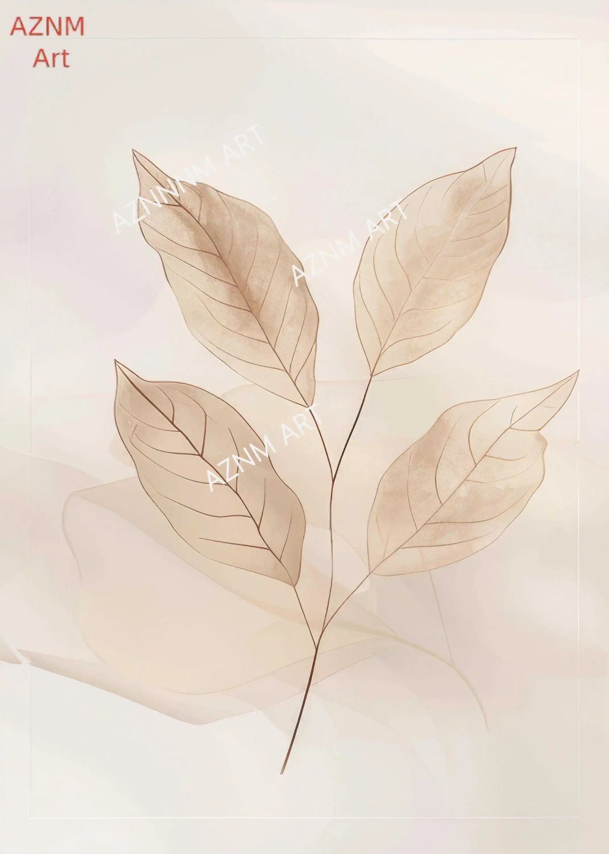 Affiche Botanique Beige – Feuilles Minimalistes Style Boho | 30x40cm