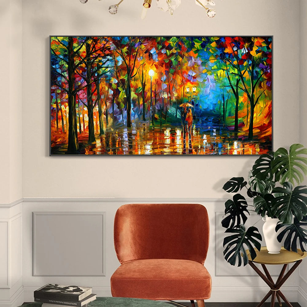 Tableau Abstrait Paysage de Pluie – Toile Colorée