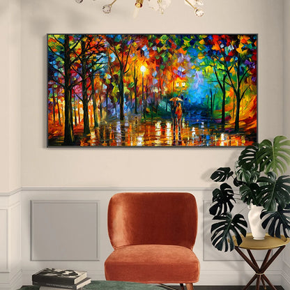 Tableau Abstrait Paysage de Pluie – Toile Colorée