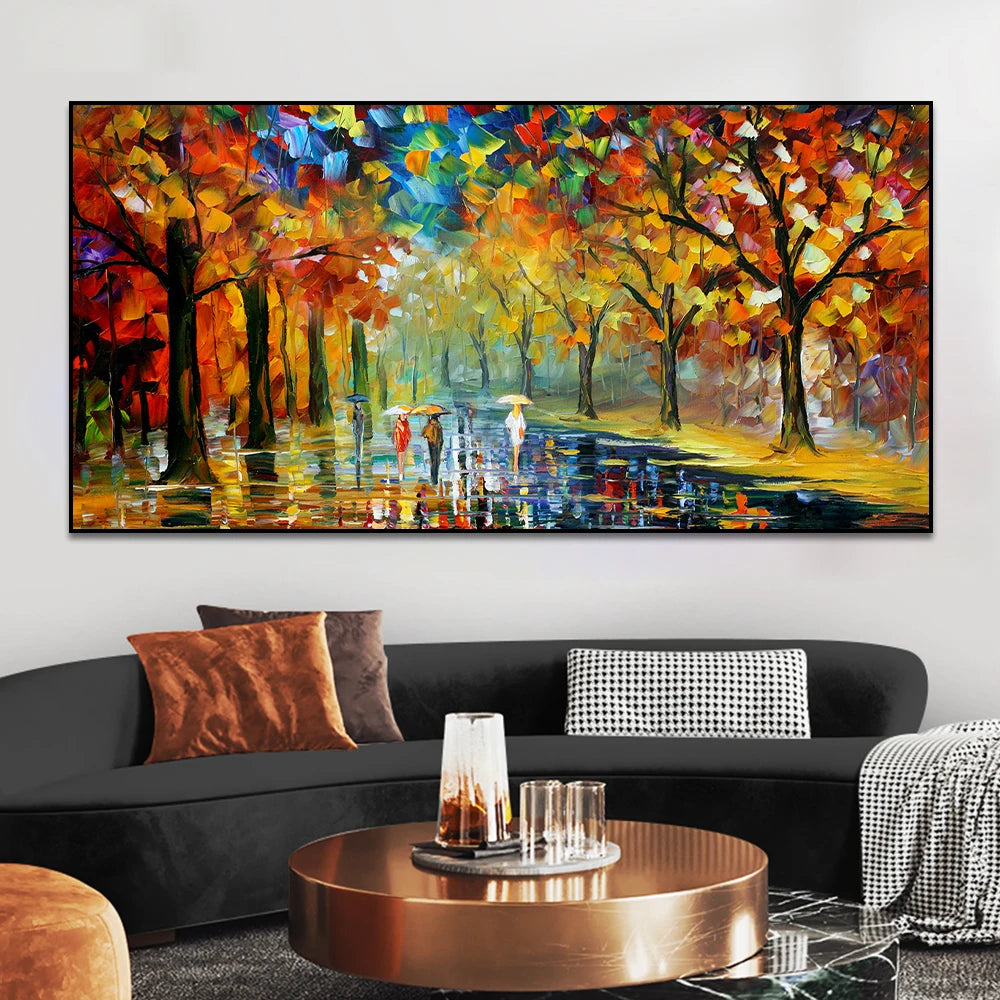Tableau Abstrait Paysage de Pluie – Toile Colorée