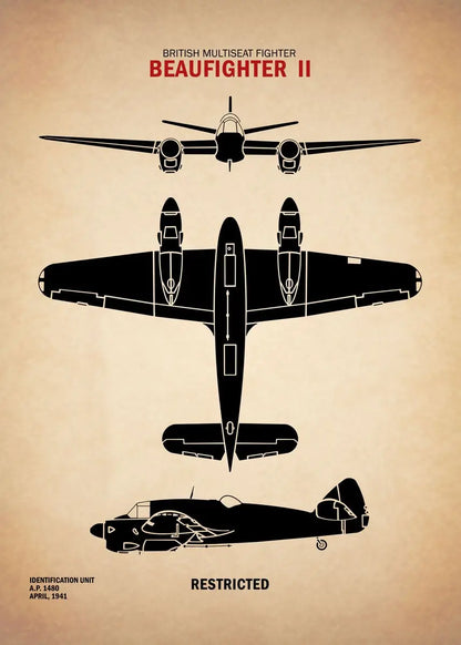 Affiche Vintage Spitfire WWII – Art Militaire Aviation | Impression Toile Décoration Murale