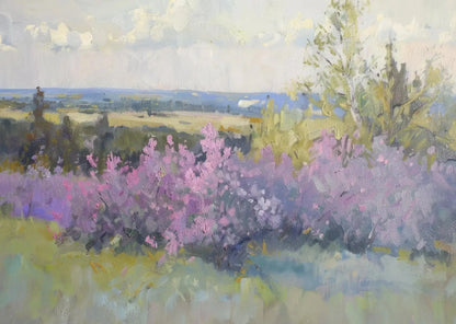 Affiche Paysage Nordique – Fleurs Violettes & Mer | Déco Murale 30x40cm