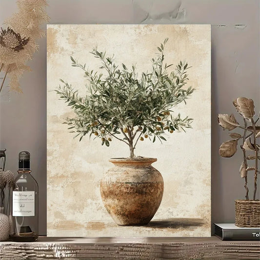 Tableau Minimaliste Olivier – Art Végétal sur Toile