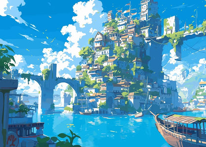 Affiche Anime Esthétique Sakura & Océan – Art Japonais Onirique | Impression Toile Canvas