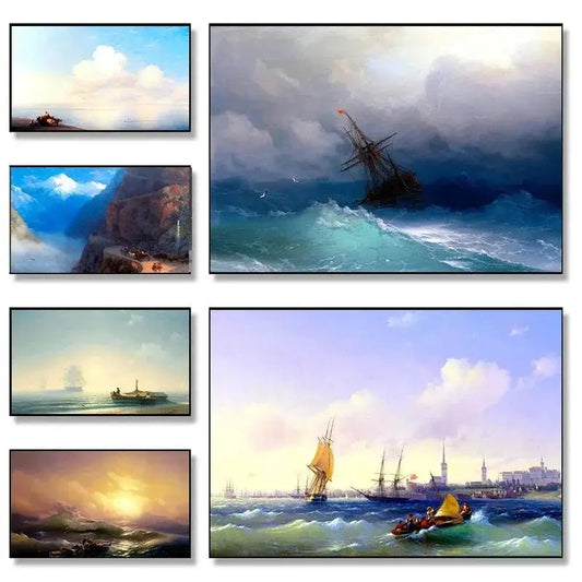 Ivan Aivazovsky – Navire en Mer Déchaînée | Impression Toile Art Mural Classique Maritime