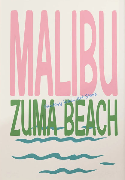 Affiche Tendance Palmiers & Disco – Style Y2K Malibu Beach | Déco Murale 30x40cm