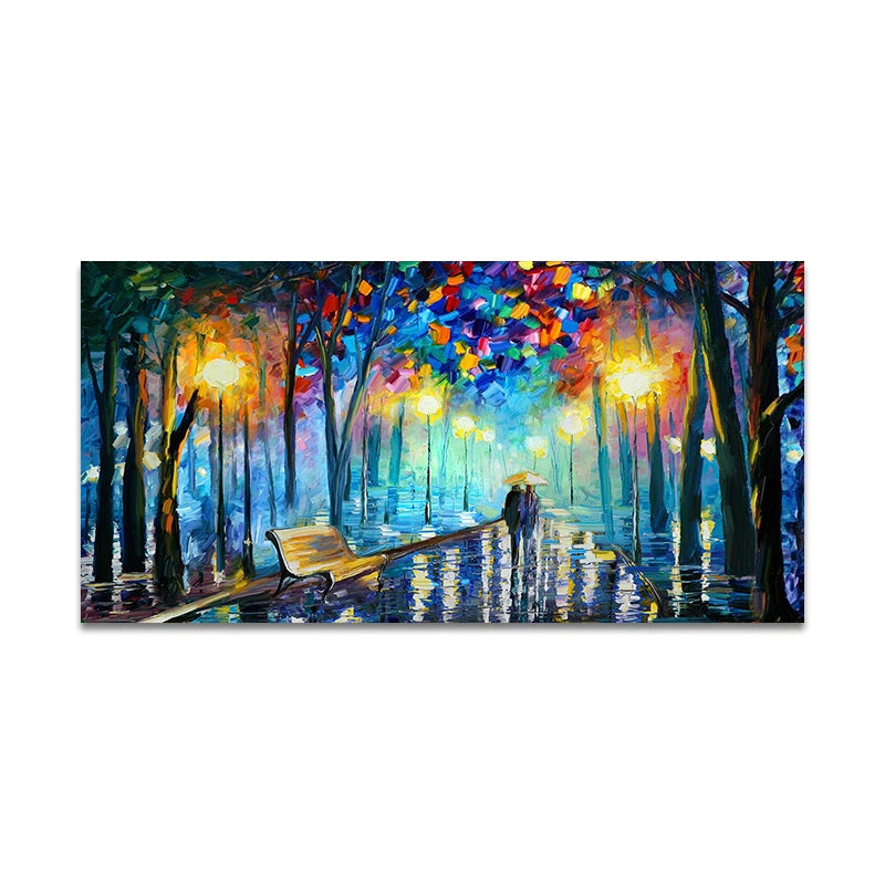 Tableau Abstrait Paysage de Pluie – Toile Colorée