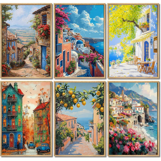 Tableau Méditerranée – Village Côtier sur Toile