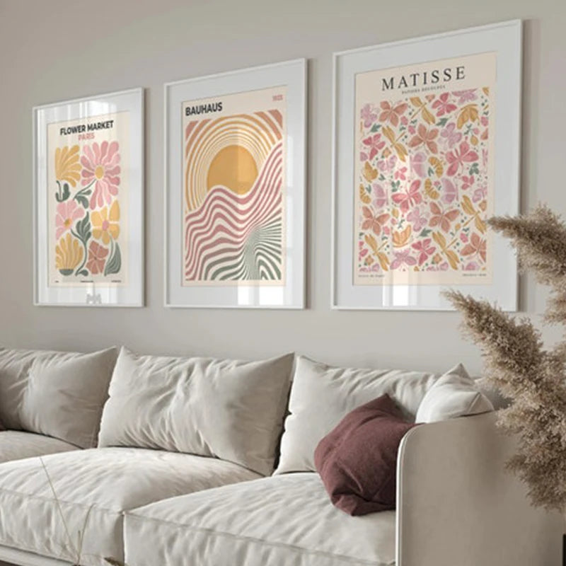Affiche Murale Boho Bauhaus – Floral Abstrait Style Matisse | Toile Déco Salon