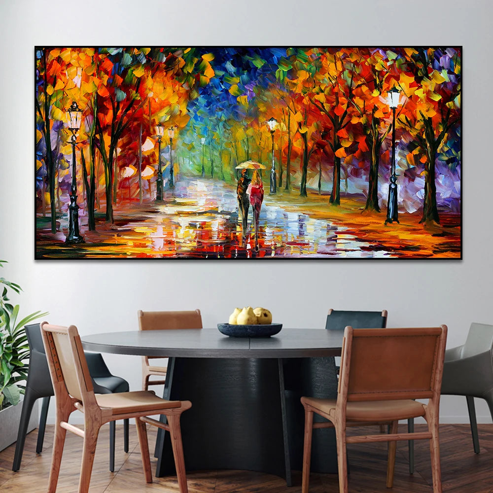 Tableau Abstrait Paysage de Pluie – Toile Colorée