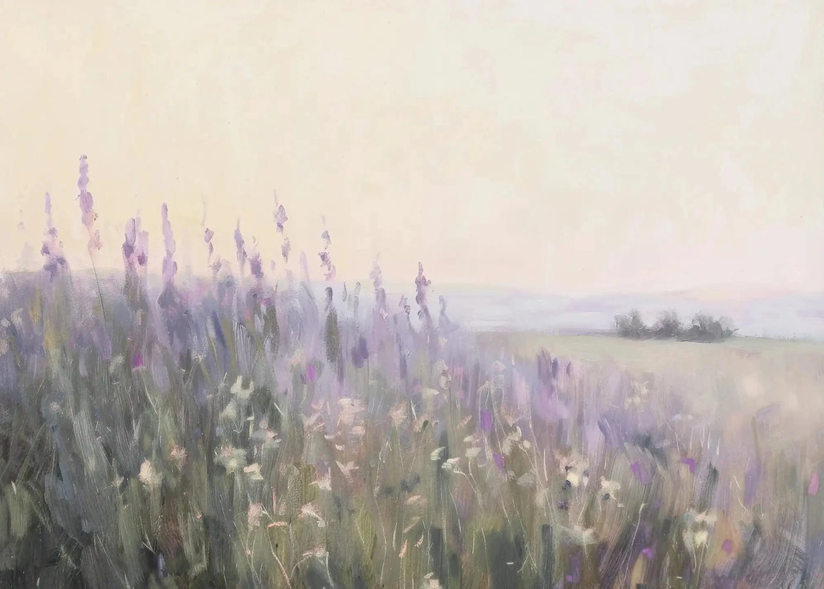 Affiche Paysage Nordique – Fleurs Violettes & Mer | Déco Murale 30x40cm