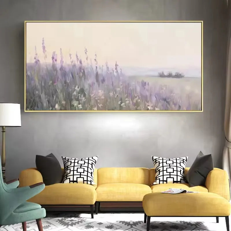 Affiche Paysage Nordique – Fleurs Violettes & Mer | Déco Murale 30x40cm