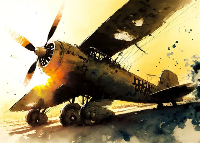 Affiche Avion de Chasse – Impression sur Toile Art Mural Aquarelle