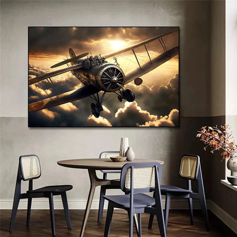 Affiche Avion de Chasse – Impression sur Toile Art Mural Aquarelle