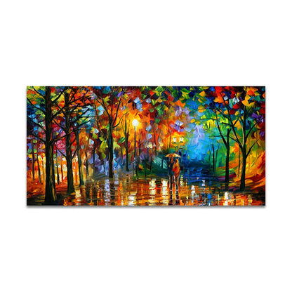 Tableau Abstrait Paysage de Pluie – Toile Colorée