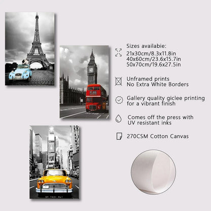 Tableau Horizon Urbain – Rues Iconées sur Toile