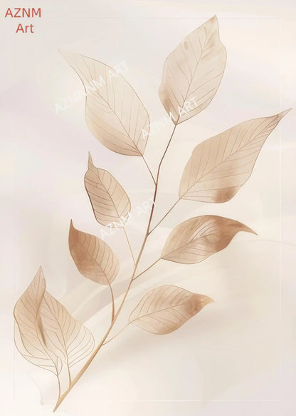 Affiche Botanique Beige – Feuilles Minimalistes Style Boho | 30x40cm