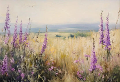 Affiche Paysage Nordique – Fleurs Violettes & Mer | Déco Murale 30x40cm