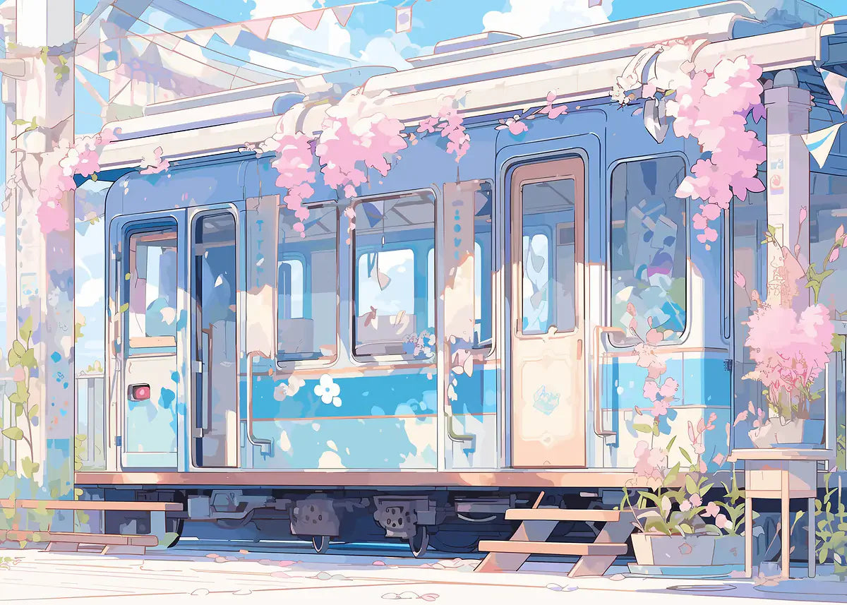 Affiche Anime Esthétique Sakura & Océan – Art Japonais Onirique | Impression Toile Canvas