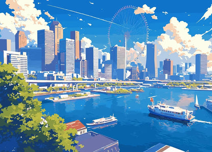 Affiche Anime Esthétique Sakura & Océan – Art Japonais Onirique | Impression Toile Canvas
