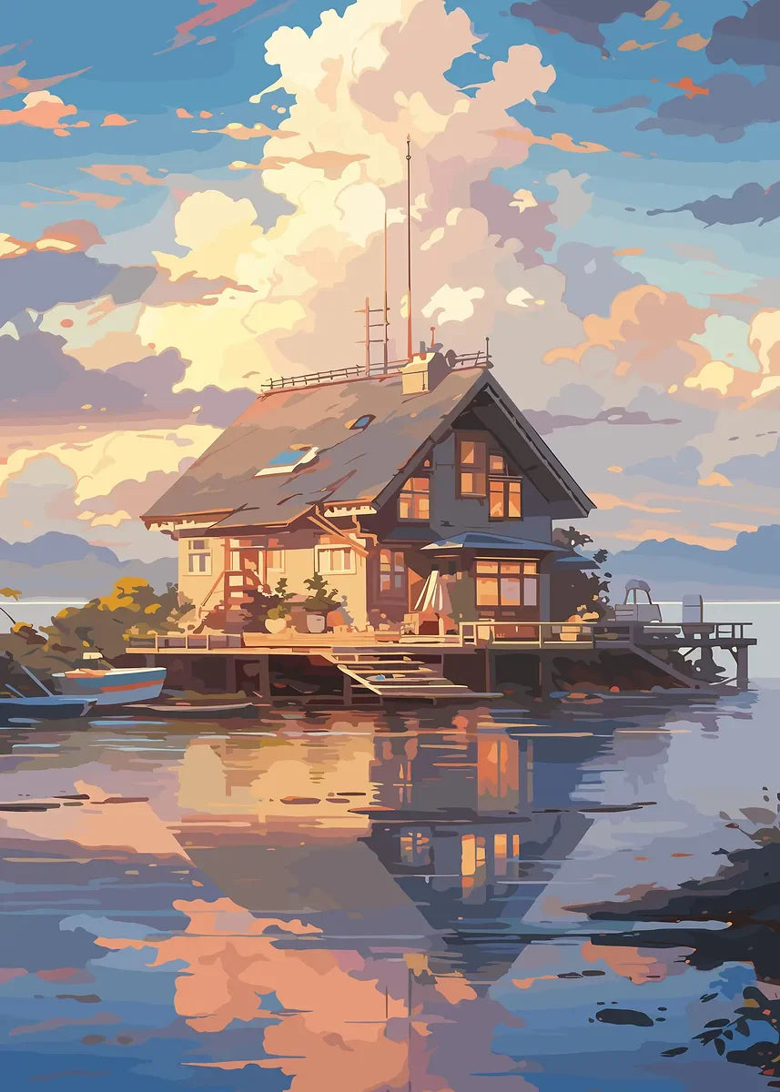 Affiche Anime Esthétique Sakura & Océan – Art Japonais Onirique | Impression Toile Canvas