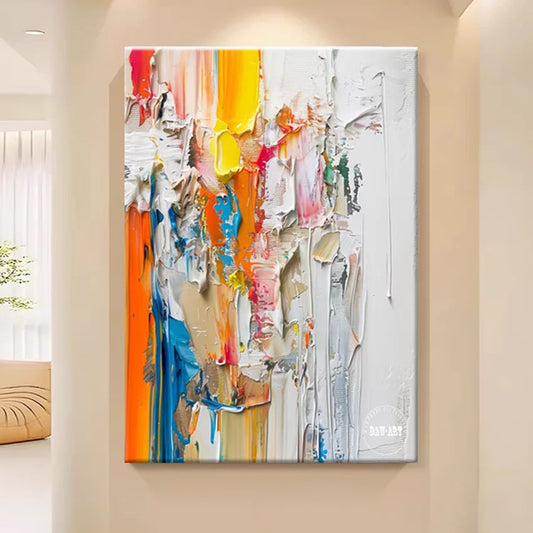 Tableau Abstrait Effet Couteau – Peinture à l’Huile en Relief