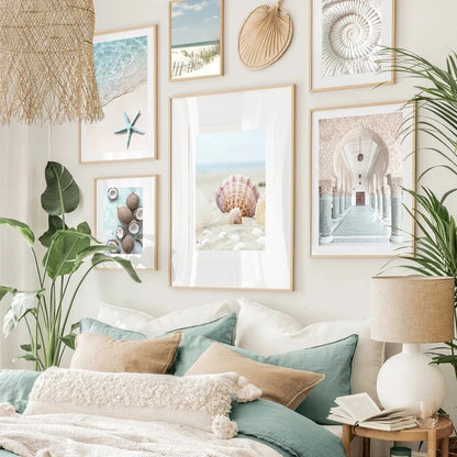 Tableau Toile Tropical – Plage, Océan & Coquillages | Décoration Murale Été Bord de Mer