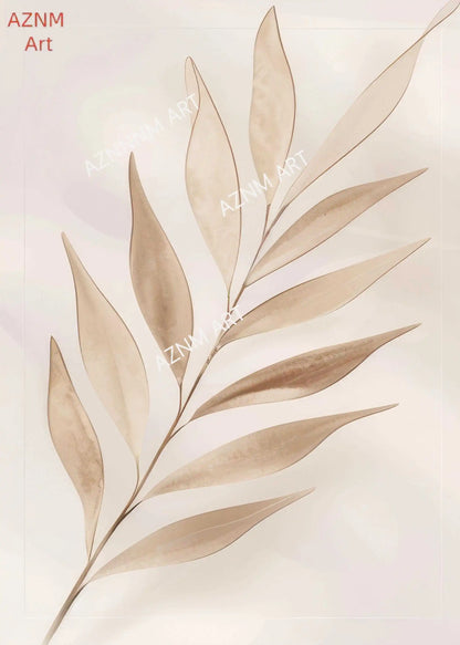 Affiche Botanique Beige – Feuilles Minimalistes Style Boho | 30x40cm