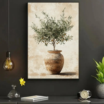 Tableau Minimaliste Olivier – Art Végétal sur Toile