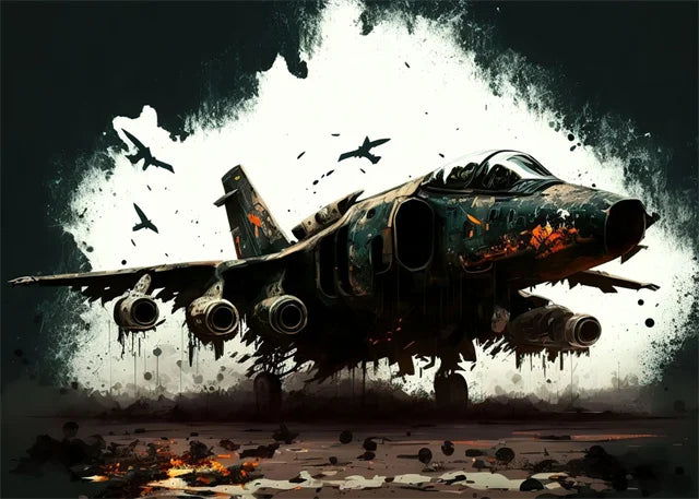 Affiche Avion de Chasse – Impression sur Toile Art Mural Aquarelle