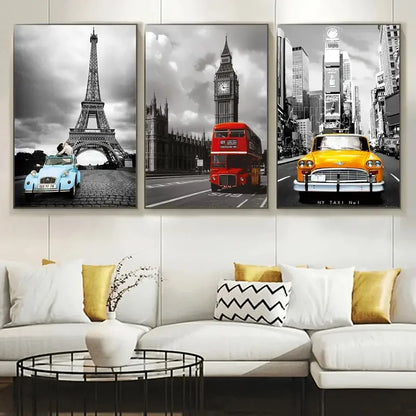 Tableau Horizon Urbain – Rues Iconées sur Toile