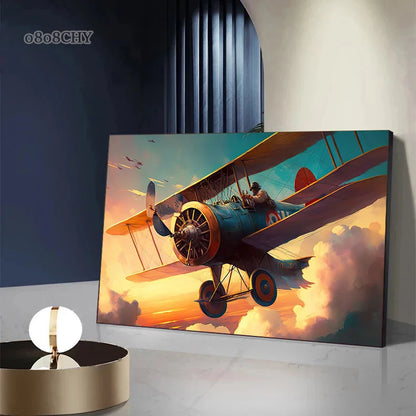 Affiche Avion de Chasse – Impression sur Toile Art Mural Aquarelle