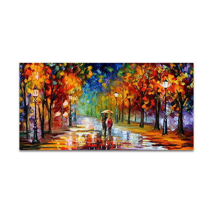 Tableau Abstrait Paysage de Pluie – Toile Colorée