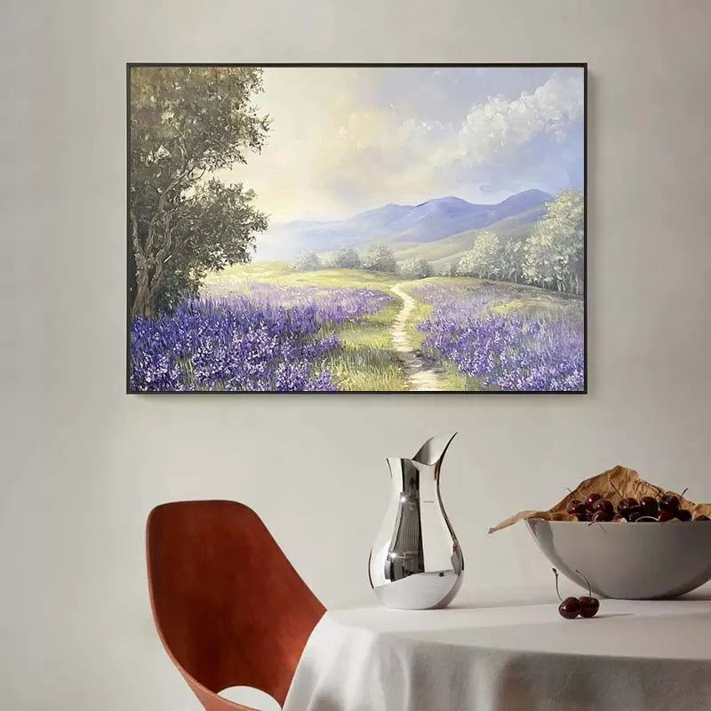 Affiche Paysage Nordique – Fleurs Violettes & Mer | Déco Murale 30x40cm