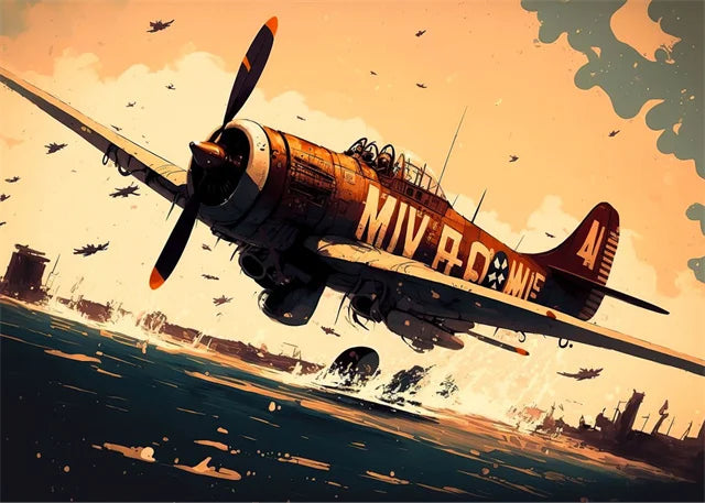 Affiche Avion de Chasse – Impression sur Toile Art Mural Aquarelle