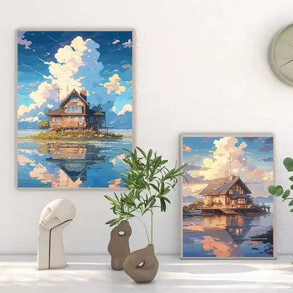 Affiche Anime Esthétique Sakura & Océan – Art Japonais Onirique | Impression Toile Canvas