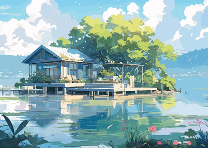 Affiche Anime Esthétique Sakura & Océan – Art Japonais Onirique | Impression Toile Canvas