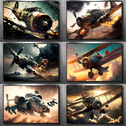 Affiche Avion de Chasse – Impression sur Toile Art Mural Aquarelle