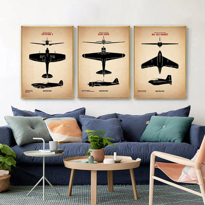 Affiche Vintage Spitfire WWII – Art Militaire Aviation | Impression Toile Décoration Murale